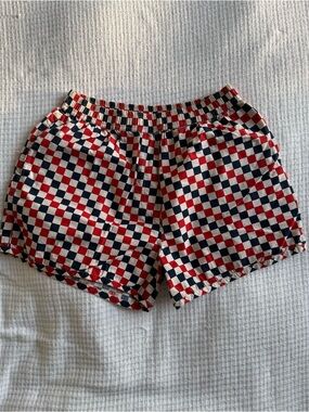 Clare V Red, Navy & White Checkered Shorts